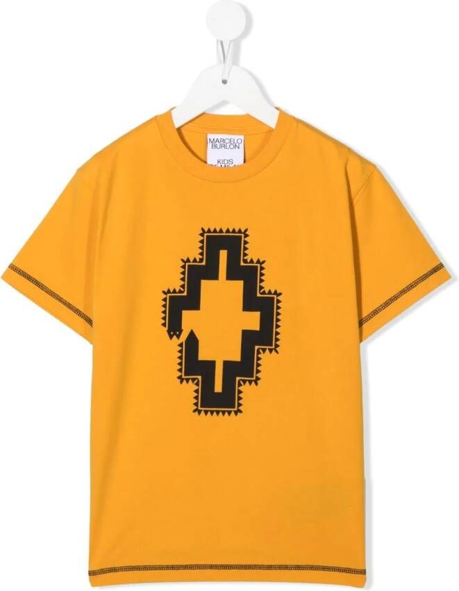 Marcelo Burlon County Of Milan Kids T-shirt met geometrische print Geel