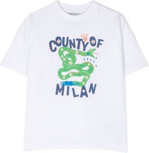 Marcelo Burlon County Of Milan Kids T-shirt met slangenprint Wit