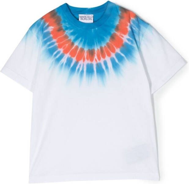 Marcelo Burlon County Of Milan Kids T-shirt met tie-dye print Wit