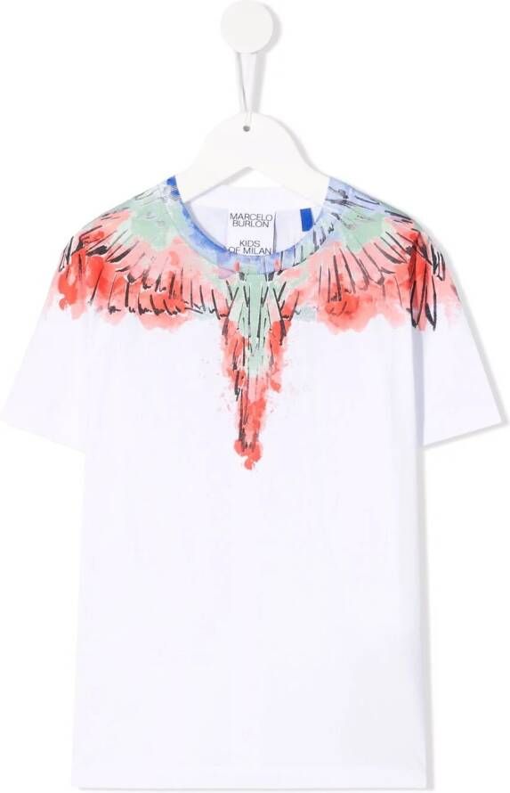 Marcelo Burlon County Of Milan Kids T-shirt met vleugelprint Wit