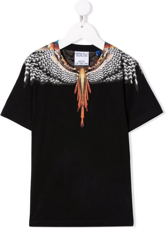 Marcelo Burlon County Of Milan Kids T-shirt met vleugelprint Zwart