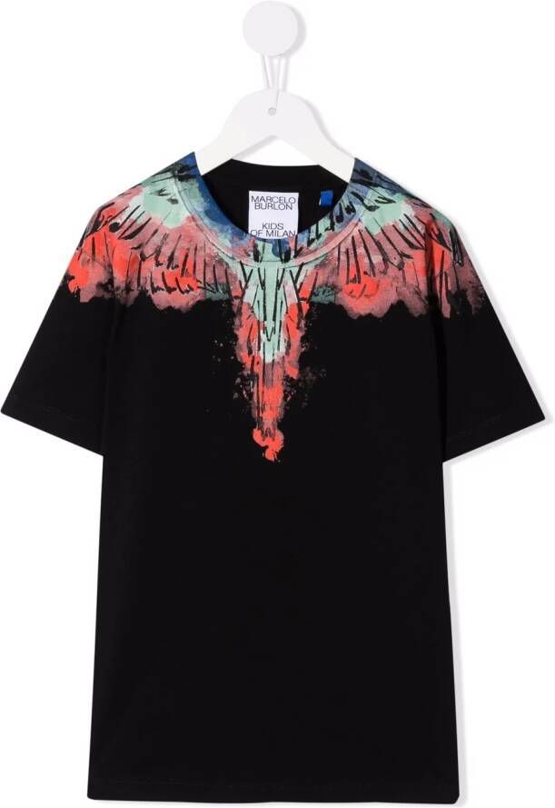 Marcelo Burlon County Of Milan Kids T-shirt met vleugelprint Zwart