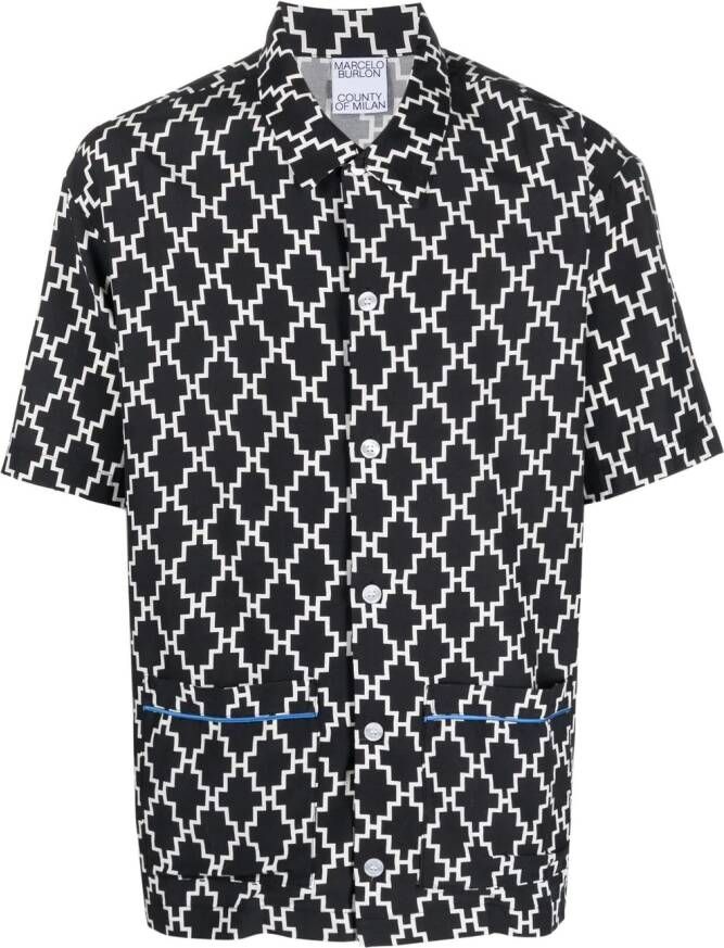 COUNTY OF MILAN Overhemd met logoprint Zwart