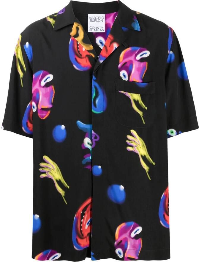 COUNTY OF MILAN Overhemd met print Zwart