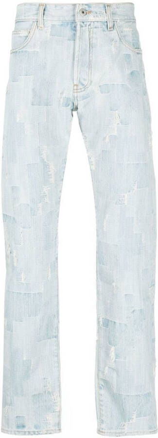Marcelo Burlon County of Milan Jeans met patchwork Blauw
