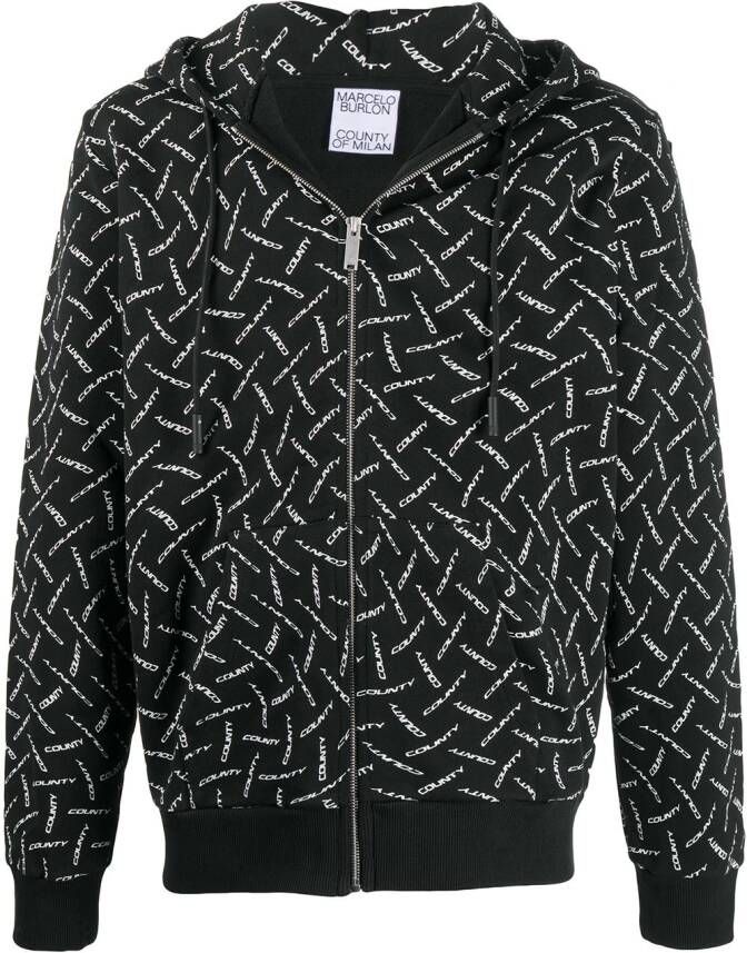 Marcelo Burlon County of Milan Sweater met trekkoord 1001 BLACK WHITE