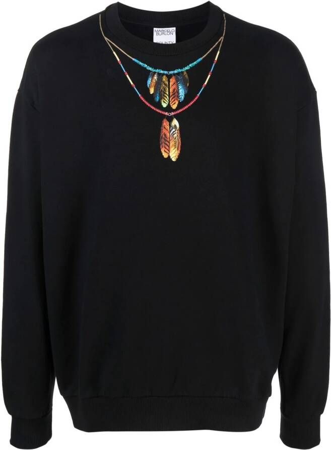 Marcelo Burlon County of Milan Sweater met verenprint Zwart