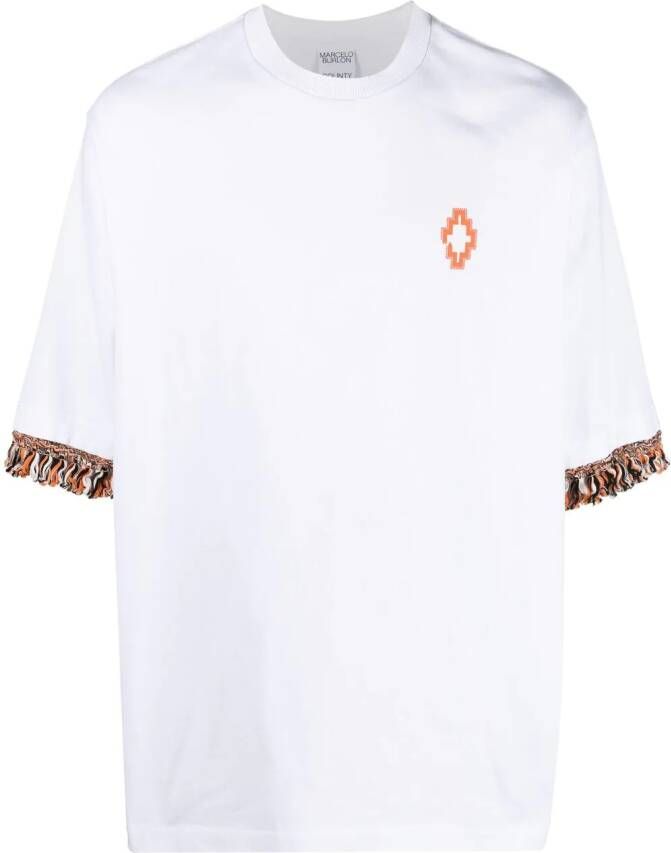 Marcelo Burlon County of Milan T-shirt met franje afwerking Wit