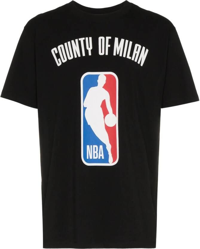 Marcelo Burlon County of Milan T-shirt met geribbelde hals en NBA print Zwart
