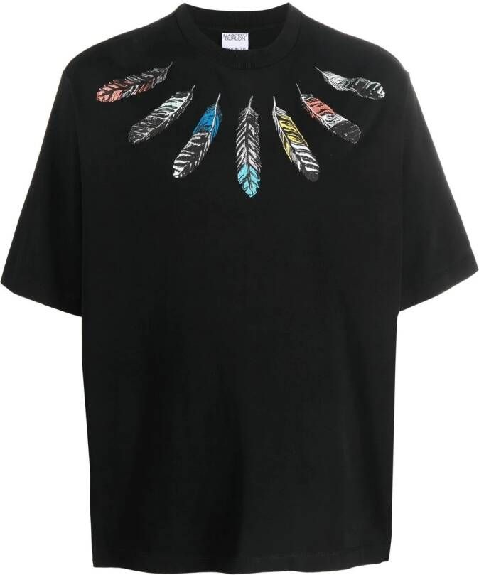 Marcelo Burlon County of Milan T-shirt met verenprint Zwart