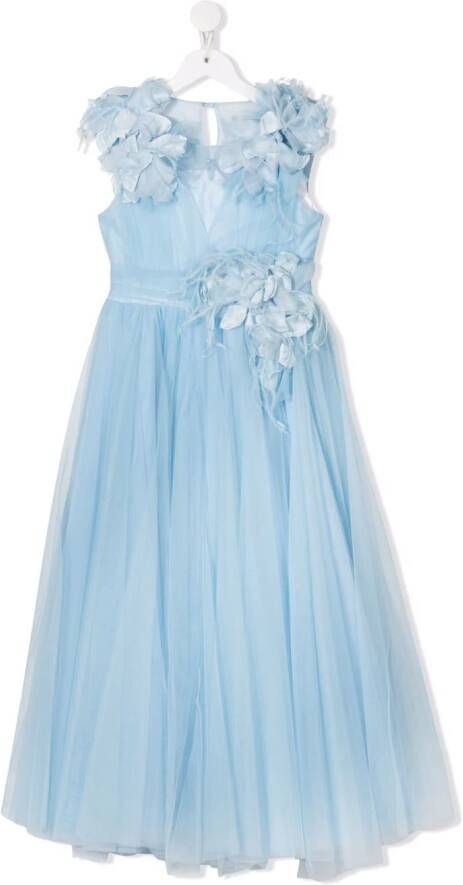MARCHESA KIDS COUTURE Maxi-jurk met bloe print Blauw