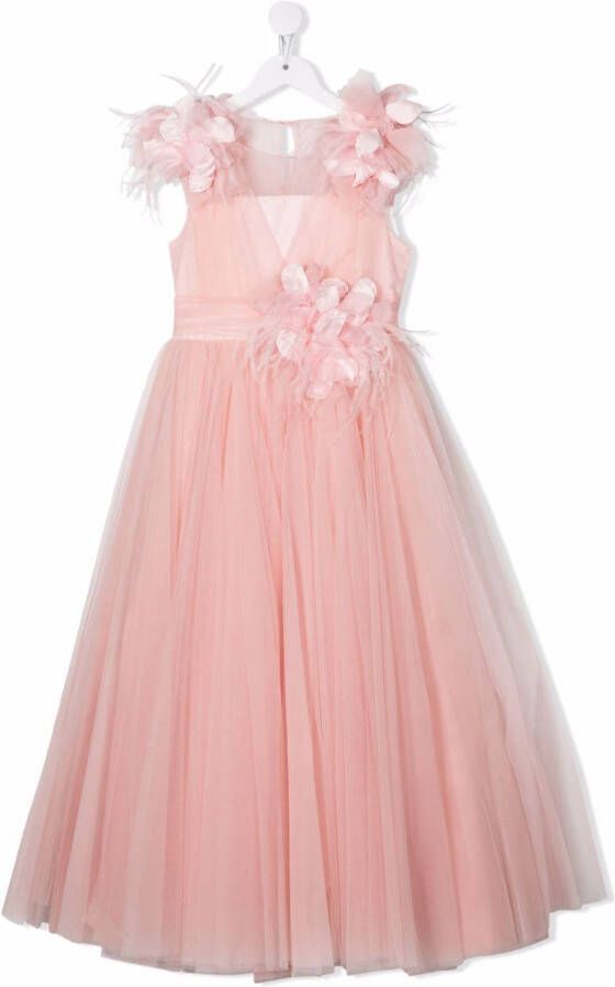 MARCHESA KIDS COUTURE Maxi-jurk met bloe print Roze