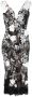 Marchesa Midi-jurk met bloemenpatch Zwart - Thumbnail 1
