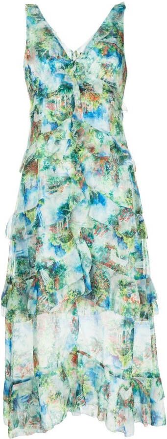 Marchesa Notte Mini-jurk met abstracte print Groen