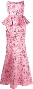 Marchesa Notte floral-embroidery dress Roze