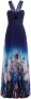 Marchesa Notte Avondjurk met bloemenprint Blauw - Thumbnail 1