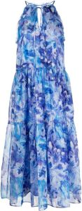 Marchesa Notte Midi-jurk met bloemenprint Blauw