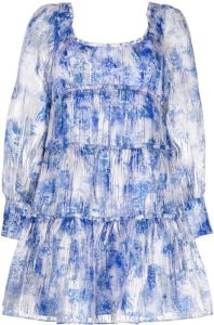 Marchesa Notte Mini-jurk met bloemenprint Blauw