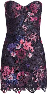 Marchesa Notte Mini-jurk met geborduurde bloemen Zwart
