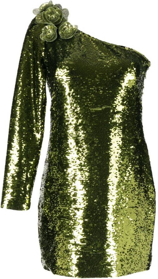 Marchesa Notte Mini-jurk met pailletten Groen