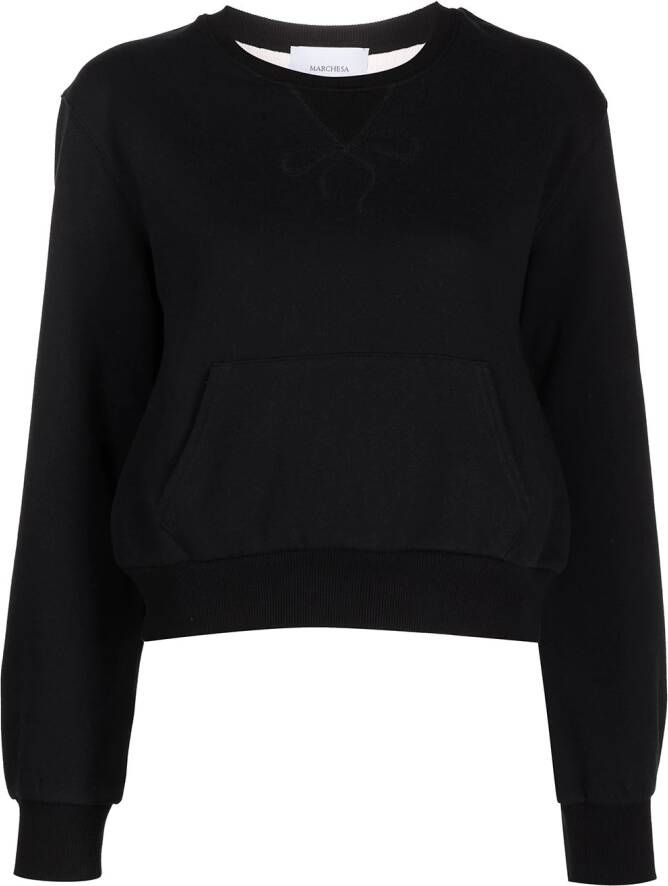 Marchesa Notte Sweater met doorzichtig vlak Zwart