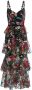 Marchesa Notte Midi-jurk met bloemenprint Zwart - Thumbnail 1