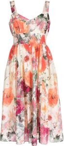 Marchesa Rosa Midi-jurk met bloemenprint Oranje