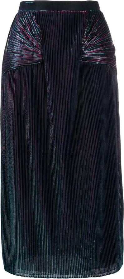 Marco De Vincenzo Metallic plooirok Blauw