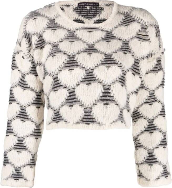 Marco Rambaldi Trui met hartprint Beige
