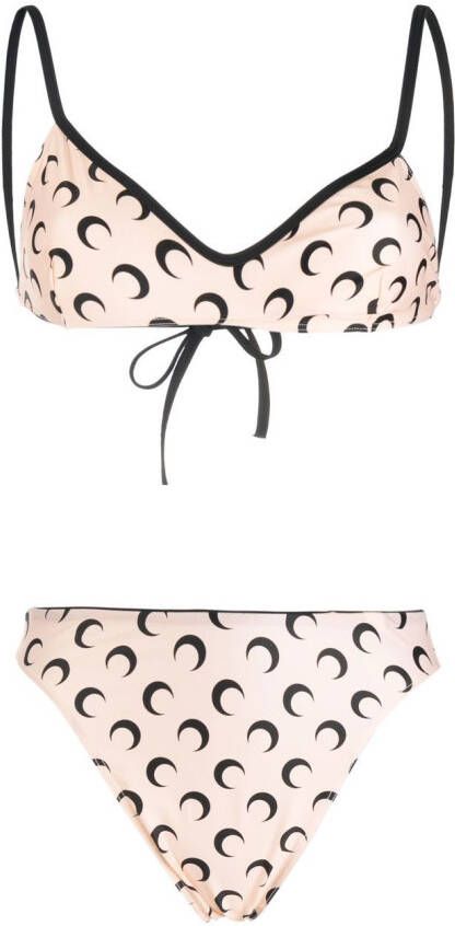 Marine Serre Bikini met maanprint Beige