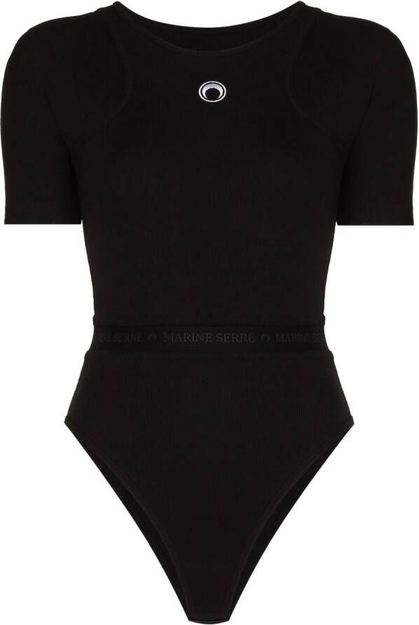 Marine Serre Body met geborduurd logo Zwart