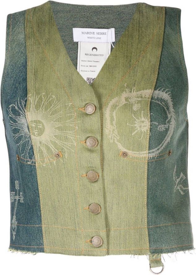 Marine Serre Denim gilet Blauw