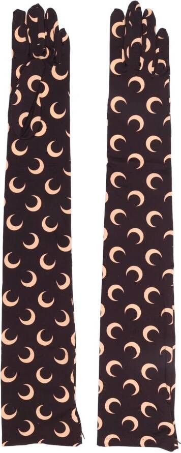 Marine Serre Handschoenen met print Bruin