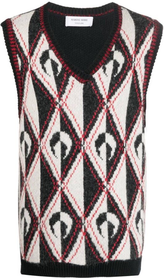 Marine Serre Intarsia vest Zwart