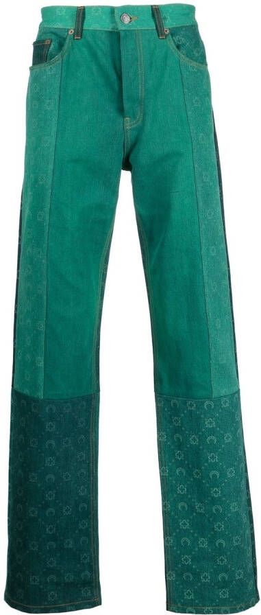 Marine Serre Jeans met patchwork Groen