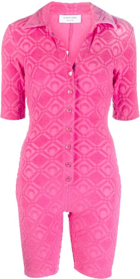 Marine Serre Jumpsuit met jacquard Roze