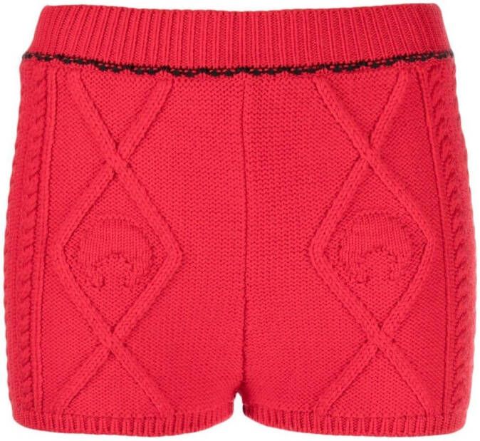 Marine Serre Kabelgebreide shorts Rood