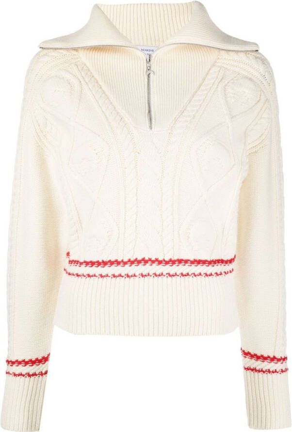 Marine Serre Kabelgebreide trui Wit