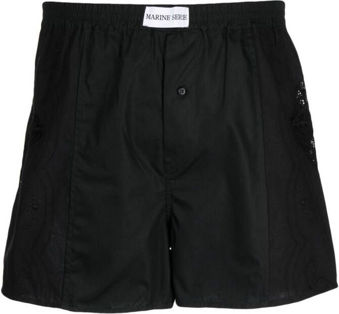 Marine Serre Katoenen shorts Zwart