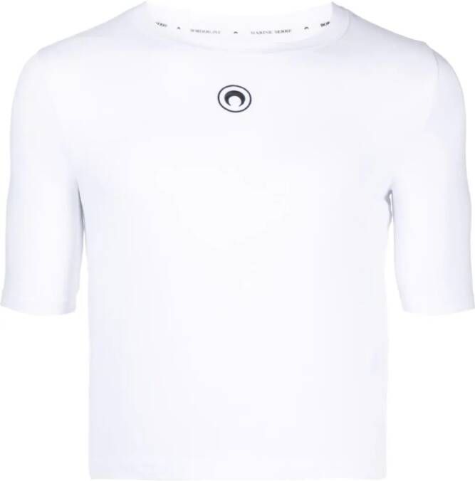 Marine Serre T-shirt met geborduurd logo Wit