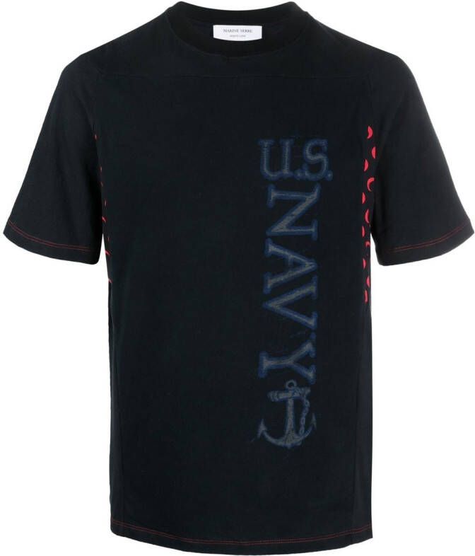 Marine Serre T-shirt met logo-vlak Zwart