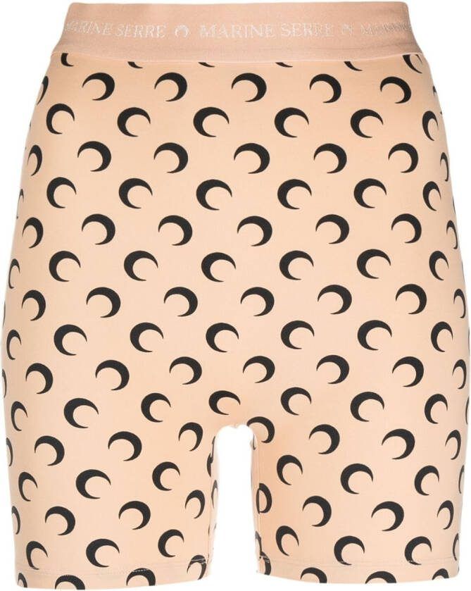Marine Serre Moon Jersey gerecyclede mini-shorts Beige