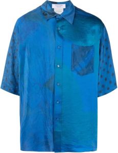 Marine Serre Overhemd met patchwork Blauw