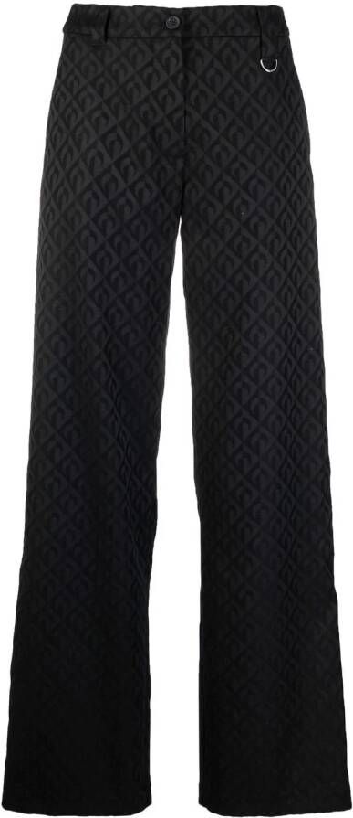 Marine Serre Pantalon met print Zwart
