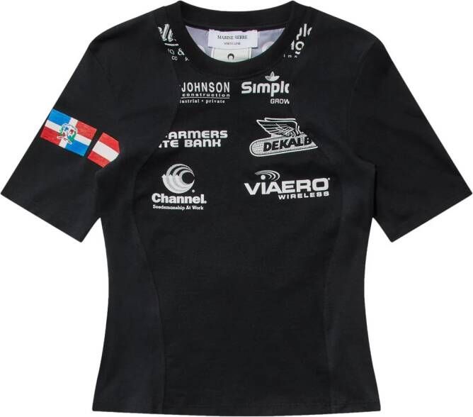 Marine Serre T-shirt met contrasterende print Zwart