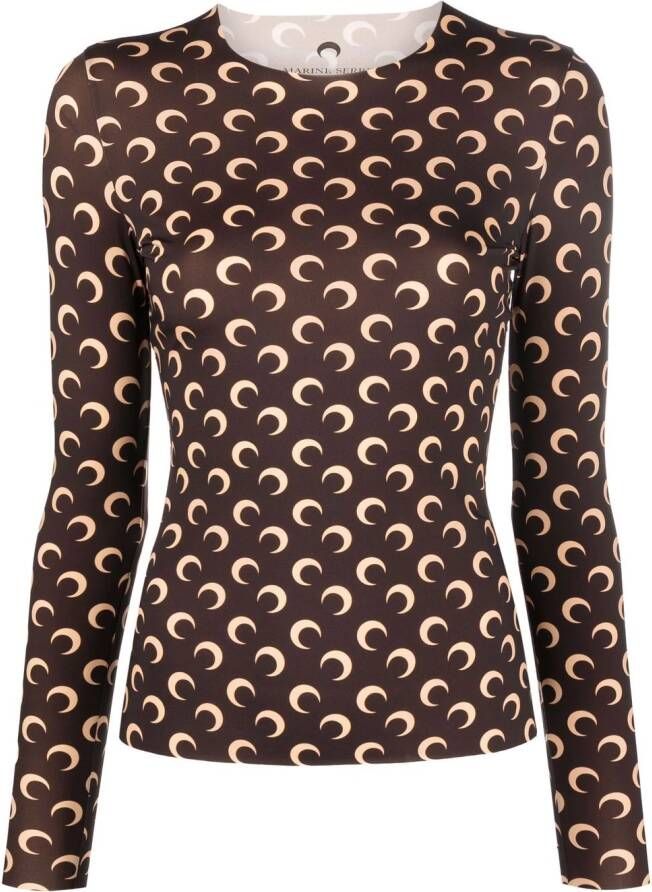 Marine Serre Top met maanprint Bruin