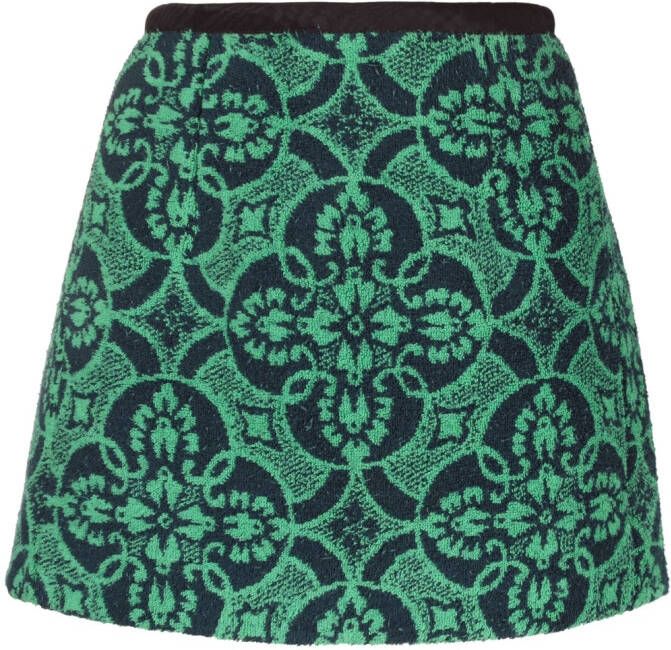 Marine Serre Rok met jacquard Groen