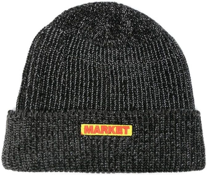 MARKET Muts met reflecterend logo Zwart