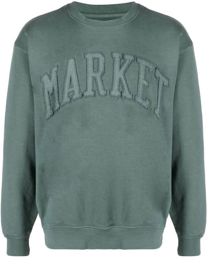 MARKET Sweater met geborduurd logo Groen