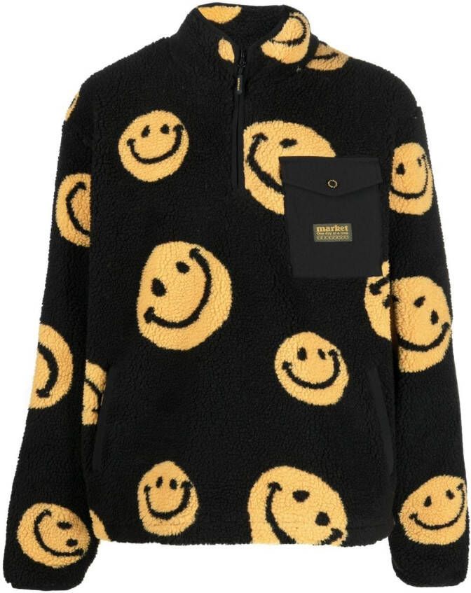 MARKET x Smiley sweater met rits Zwart